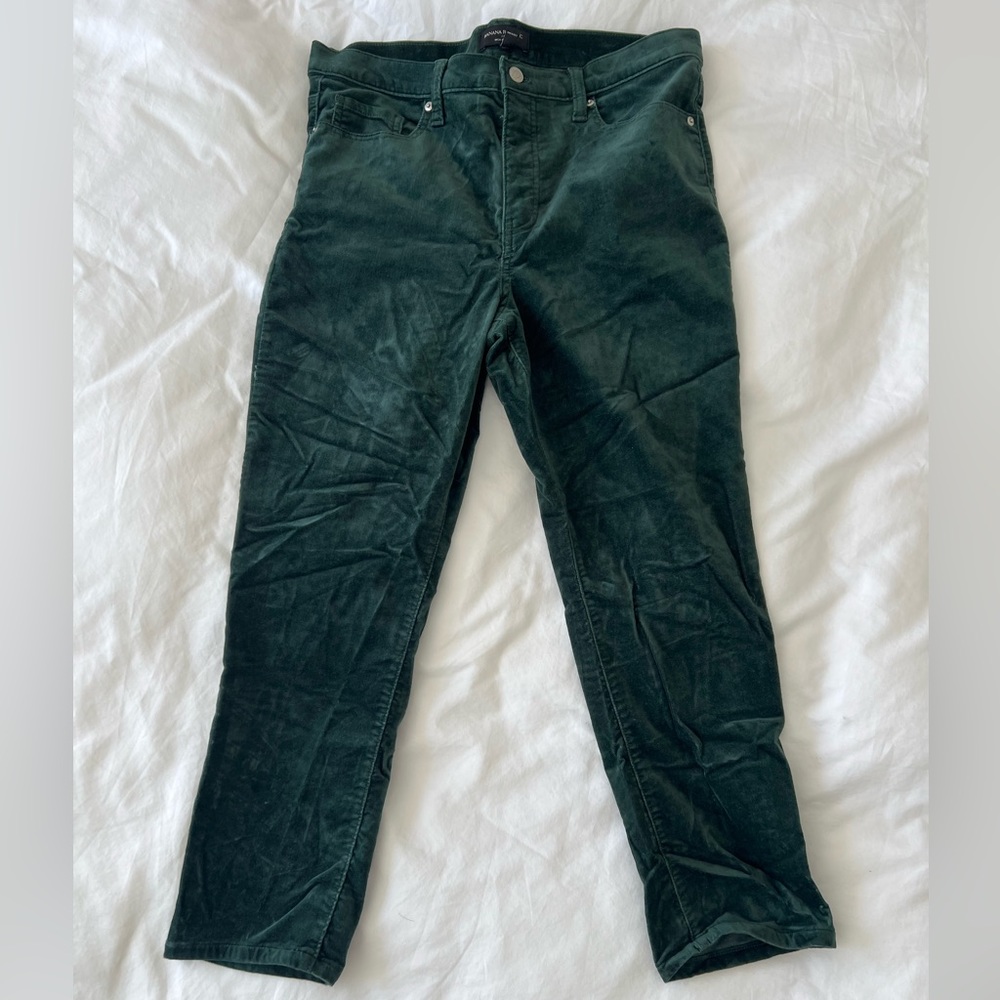 Banana Republic Slim Green Velvet Jeans Ankle Length Size 12p/31p